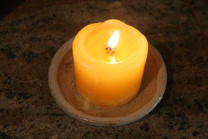 A single candle may provide enough lighting in some power outage situations. Check out thrift stores and garage sales for good deals. (Pantenburg photo)