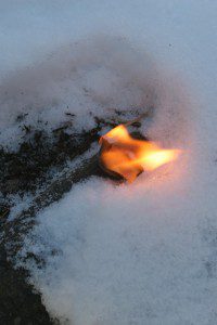SurvivalCommonSense firestarter burning on snow