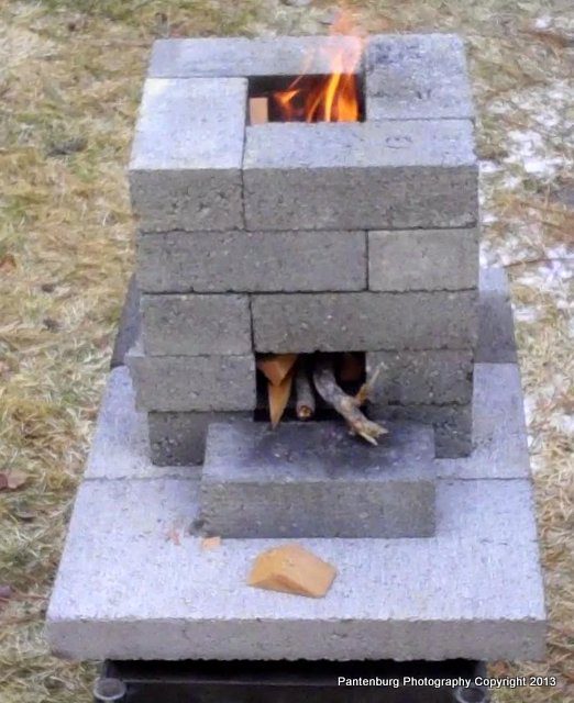 brick rocket stove, cast iron cooking
