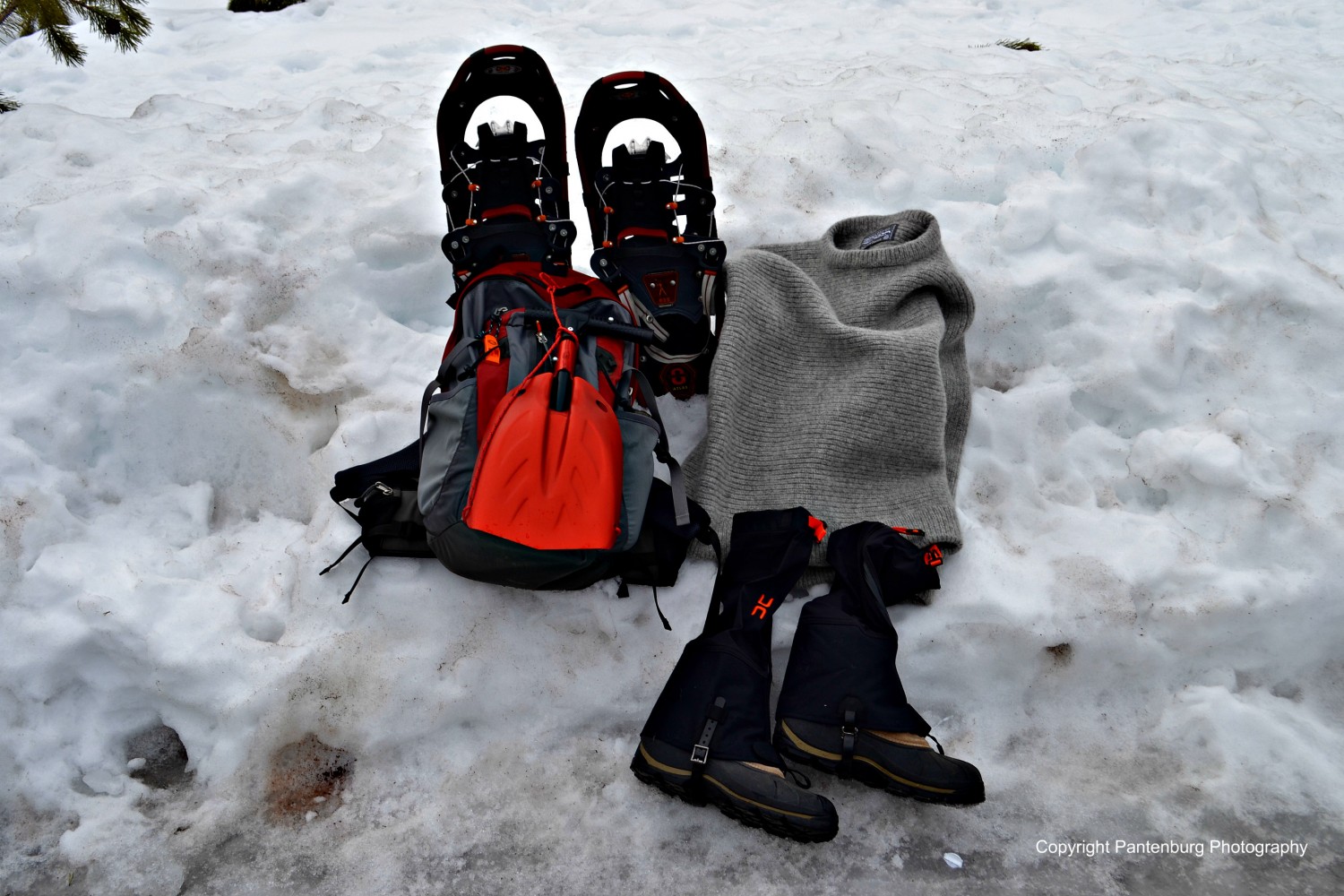 Gaiters are an integral part of snowshoeing equipment.