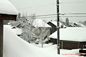 Snow accumulation on roofs can present hazards.