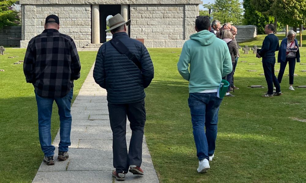 tourists at the battlegrounds of Normandy France