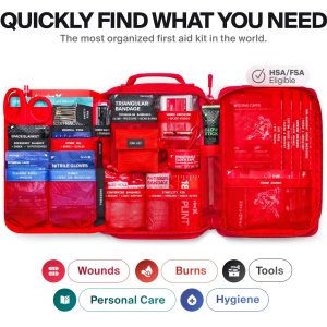 large pouches hold first aid items